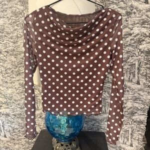 Shein Brown Polka Dot Long Sleeve Sz Med New and Never worn.